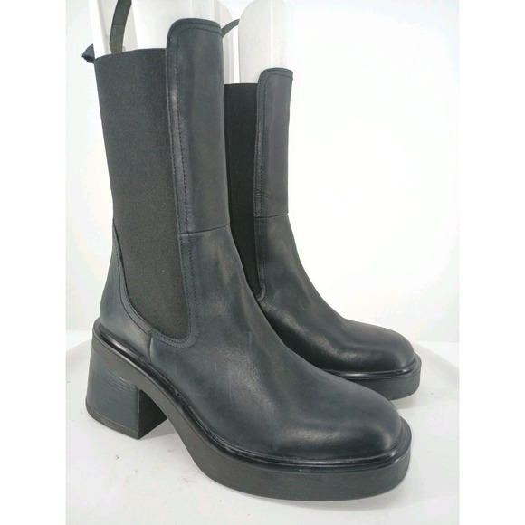 Steve Madden Shoes - Steve Madden Flynn Black Leather Platform Ankle Boots Size 41/10.5 New C116